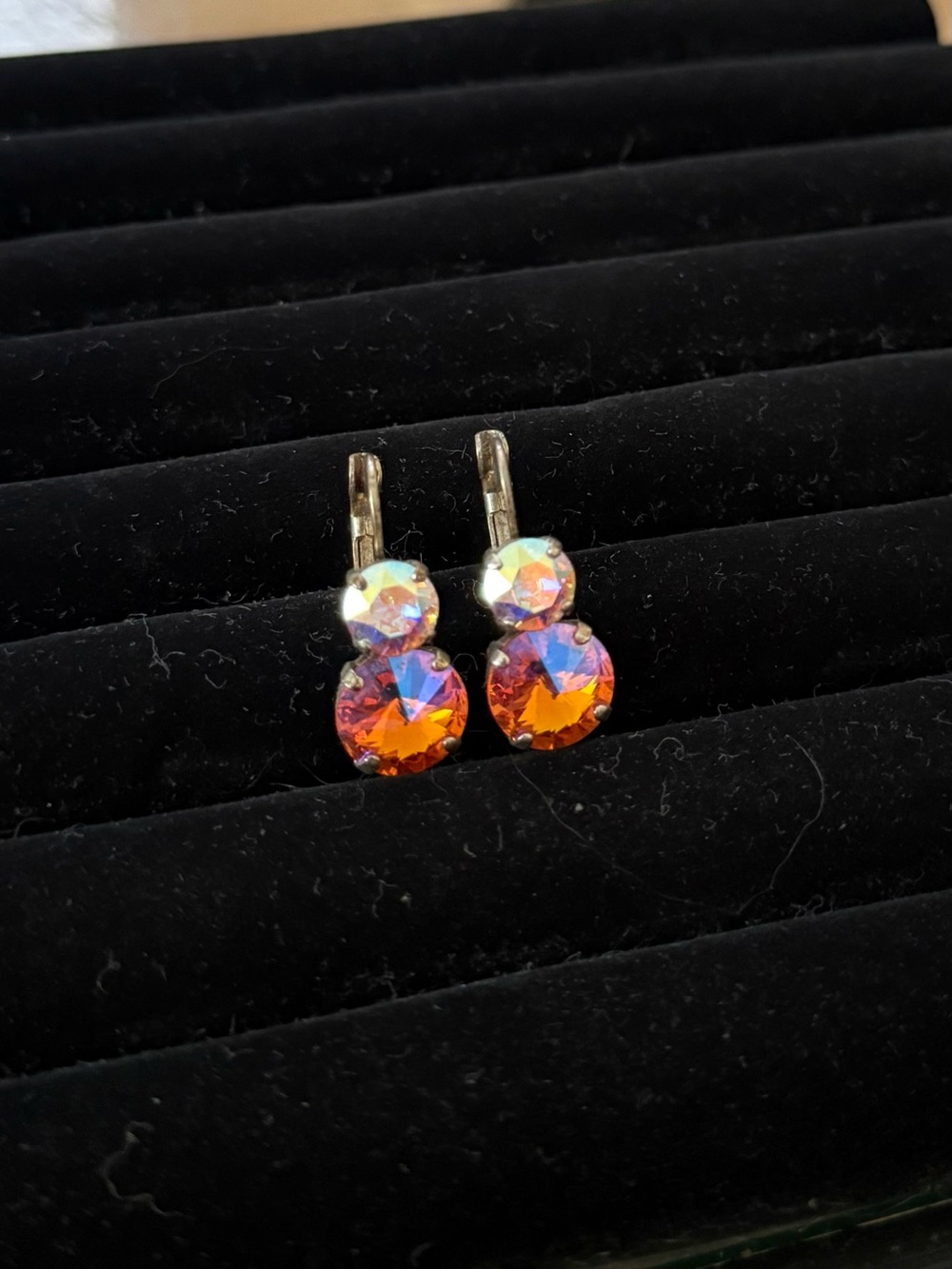 Peachy Pink AB Crystal Drop Earrings